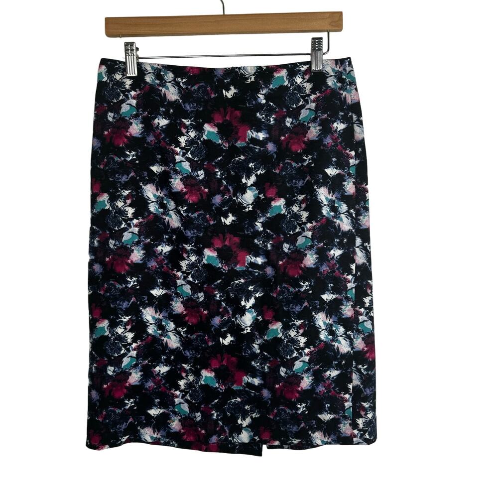 Talbots Multicolor Dark Abstract Pencil Skirt Size 6 Career Business Casual Zip